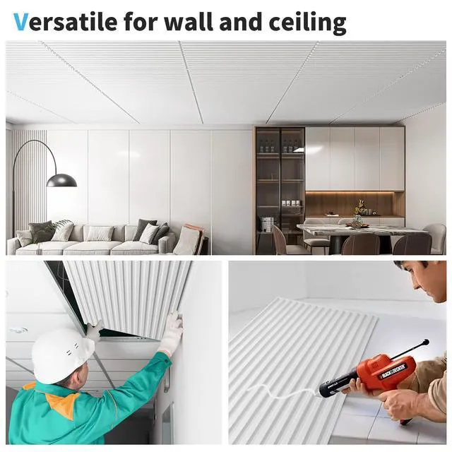 Alt view image 5 of 7 - Fluted Slat 3D Wall Panels, Drop Ceiling Tiles, 6-Pack, White 24" x 48", Lightweight, Break-Proof, Compatible with Grid System, Ideal for Home, Commercial Spaces