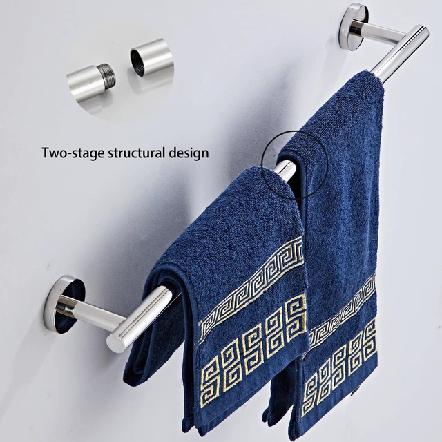 Alt view image 2 of 7 - Chrome Bathroom Hardware Set 5 Piece with Towel Racks for Bathroom, SUS304 Stainless Steel Bath Towel Bar Set, 24 Inch Wall Mounted Accessories Kit