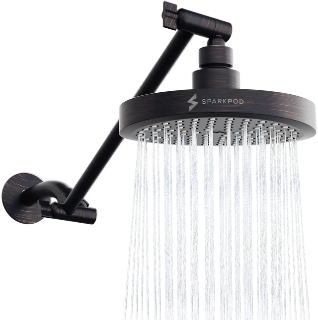 Main image of 6" Round Rain Shower Head with 11" Shower Arm Shower Head & Extension Arm Combo, Height Adjustable, High Pressure Performance, Easy 1-Minute Installation,Oil-Rubbed Bronze
