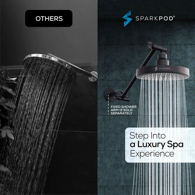 Alt view image 2 of 7 - 6" Round Rain Shower Head with 11" Shower Arm Shower Head & Extension Arm Combo, Height Adjustable, High Pressure Performance, Easy 1-Minute Installation,Oil-Rubbed Bronze