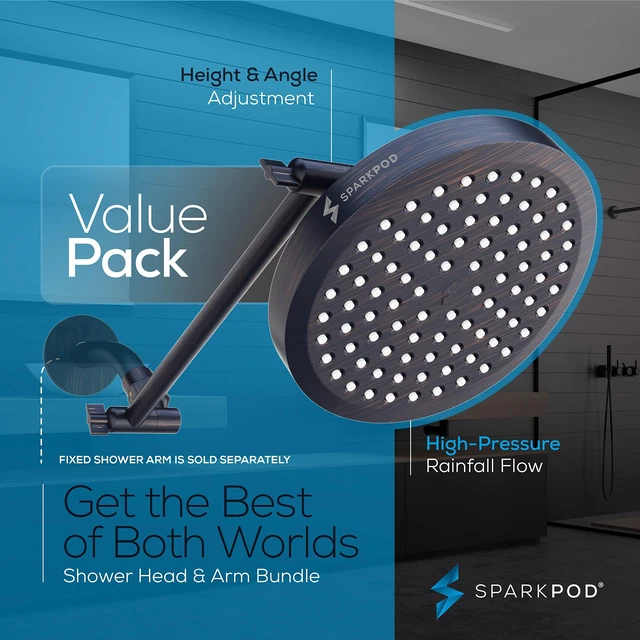 Alt view image 3 of 7 - 6" Round Rain Shower Head with 11" Shower Arm Shower Head & Extension Arm Combo, Height Adjustable, High Pressure Performance, Easy 1-Minute Installation,Oil-Rubbed Bronze