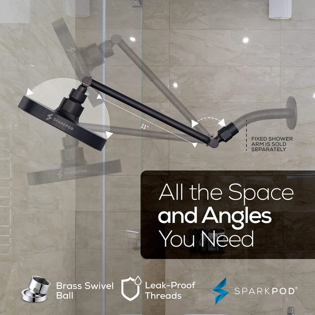 Alt view image 5 of 7 - 6" Round Rain Shower Head with 11" Shower Arm Shower Head & Extension Arm Combo, Height Adjustable, High Pressure Performance, Easy 1-Minute Installation,Oil-Rubbed Bronze