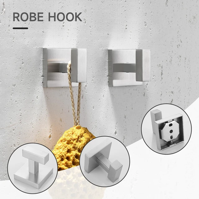 Alt view image 4 of 7 - Brushed Nickel Bathroom Hardware Accessories Set 10 Pieces, 23.6" SUS304 Stainless Steel Towel Bar Set Wall Mounted Includes Single Towel Bar, Towel Ring, Toilet Paper Holder, Double Towel Hooks