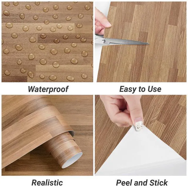 Alt view image 6 of 7 - 30"x400" Butcher Block Peel and Stick Countertop Vinyl Wrap Waterproof Wood Contact Paper for Countertops Butcher Block Countertop Contact Paper Waterproof Peel and Stick Woods Vinyl Wrap