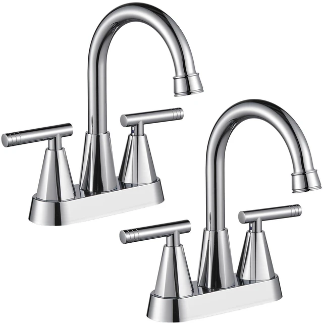 Main image of Chrome Bathroom Faucets, Centerset Bathroom Sink Faucet, 2 Pack 4 Inch with Pop Up Drain and Supply Hoses, 2 Handle Stainless Steel Faucet for Vanity, RV, Farmhouse, 2 or 3 Hole