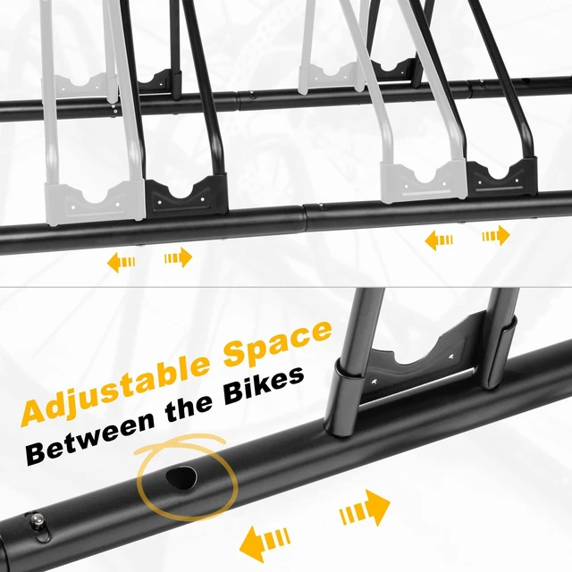 Alt view image 3 of 4 - Bicycle Floor Parking Rack Stand - for Mountain MTB Road Bike - Indoor Home Garage Storage - Upgraded 4 Bikes