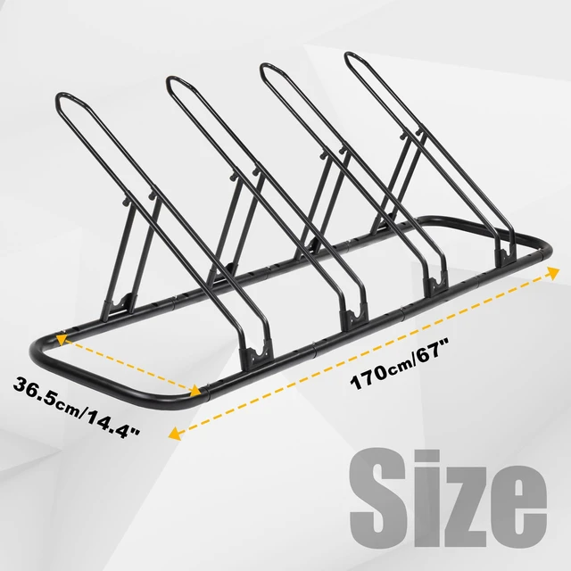 Alt view image 5 of 6 - Bicycle Floor Parking Rack Stand - for Mountain MTB Road Bike - Indoor Home Garage Storage - Adjustable 4 Bikes