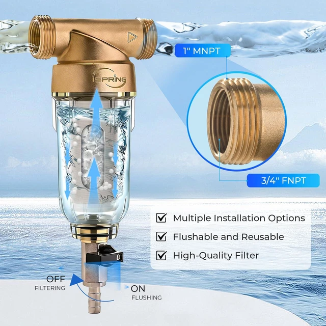 Alt view image 7 of 7 - WSP-50SLS Spin Down Sediment Filter & Scale Inhibitor, 50 Micron Whole House Prefilter, Mesh Cleaning Scraper Beads, Scale and Corrosion Prevention, Flushable Well Water Sediment Buster