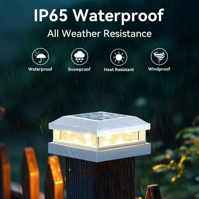 Alt view image 5 of 7 - 4x4 5x5 Solar Post Cap Lights Outdoor 12-Pack White for Vinyl/Wooden Post, 16LEDs, Warm/Cool White, Waterproof, Solar Powered Fence Post Lights for Garden, Patio, Porch