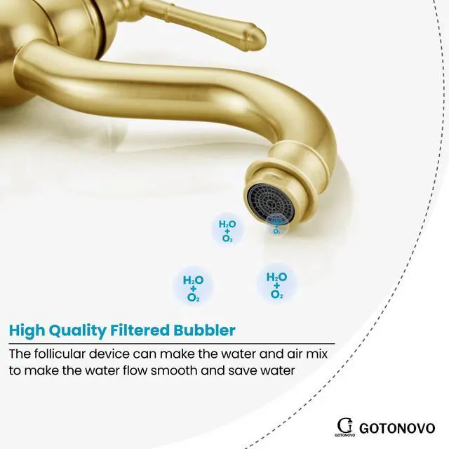 Alt view image 6 of 7 - Vintage Bathroom Vessel Sink Faucet, Brushed Gold, with Drain Tall Bathroom Faucet 1 Hole Single Handle, 360° Swivel Spout, cUPC Water Lines, Lead-Free, for Farmhouse Vanity Washbasin RV