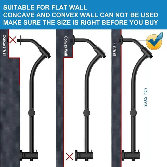 Alt view image 6 of 7 - Handheld Showerhead & Rain Shower Combo for Easy Reach, 27.5" Drill-free Stainless Steel Slide Bar, 5of 5-setting Handheld Shower and Showerhead, with 5ft Hose - Black