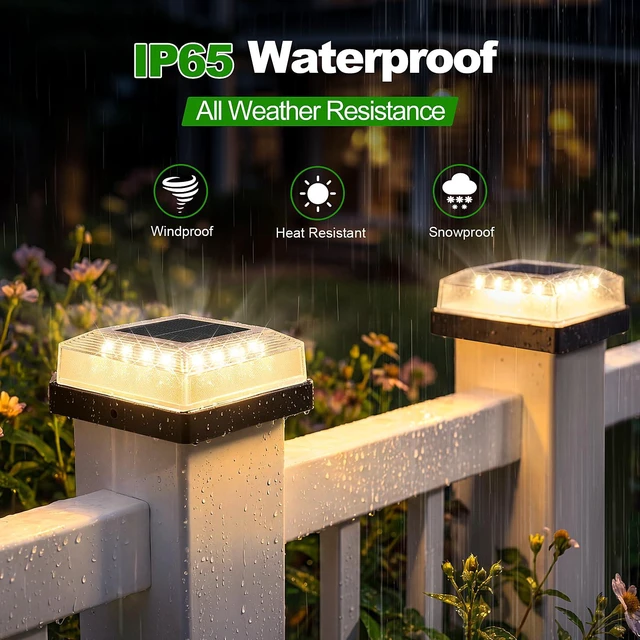 Alt view image 6 of 7 - 3.5x3.5 4x4 Solar Post Cap Light Outdoor 12-Pack Black 3 Lighting Modes, IP65 Waterproof, for Wooden/Vinyl Posts, Outdoor, for Garden, Patio, Fence, Deck