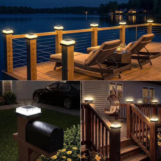 Alt view image 7 of 7 - 3.5x3.5 4x4 Solar Post Cap Light Outdoor 12-Pack Black 3 Lighting Modes, IP65 Waterproof, for Wooden/Vinyl Posts, Outdoor, for Garden, Patio, Fence, Deck