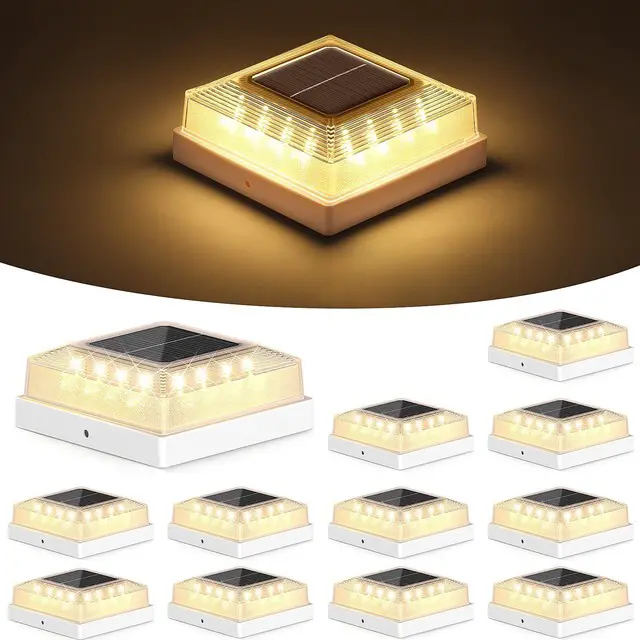 Main image of 3.5x3.5 4x4 Solar Post Cap Light Outdoor 12-Pack White 3 Lighting Modes, IP65 Waterproof, for Wooden/Vinyl Posts, Outdoor, for Garden, Patio, Fence, Deck