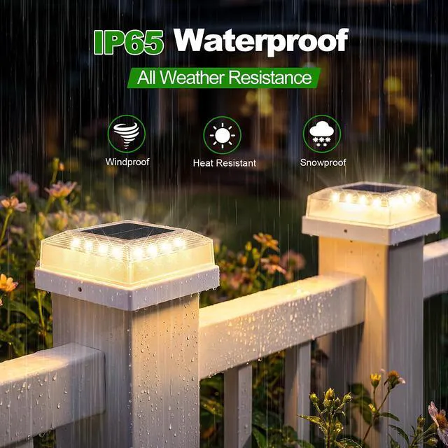 Alt view image 6 of 7 - 3.5x3.5 4x4 Solar Post Cap Light Outdoor 12-Pack White 3 Lighting Modes, IP65 Waterproof, for Wooden/Vinyl Posts, Outdoor, for Garden, Patio, Fence, Deck