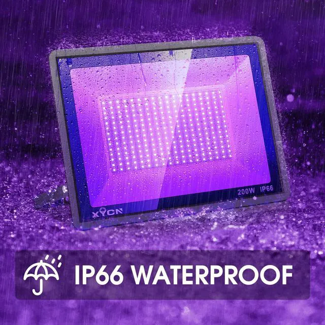 Alt view image 2 of 7 - 200W 4 Pack LED Black Light, Outdoor Blacklight Flood Lights with Plug and Switch, IP66 Rated for Glow in The Dark, Halloween Party, Body Paint, Aquarium