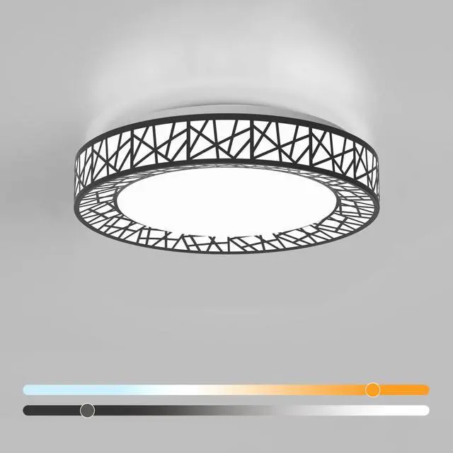 Main image of 14 Inch Bird's Nest Flush Mount Ceiling Light, 24W, 5CCT 2700K-6500K Selectable, Modern LED Ceiling Light Fixture, Dimmable, for Bedroom, Kitchen, Closet, Black, ETL Listed