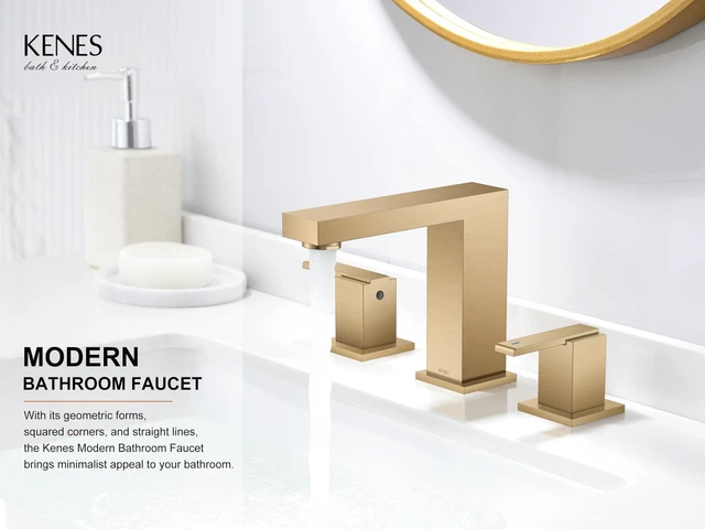 Alt view image 2 of 7 - Champagne Bronze Widespread Bathroom Faucet 3 Hole Vanity Faucet Bathroom Sink Faucet with Pop Up Drain & Supply Lines, Lead-Free cUPC & NSF Certified, 8 Inch Faucet for Vanity Restroom Sink