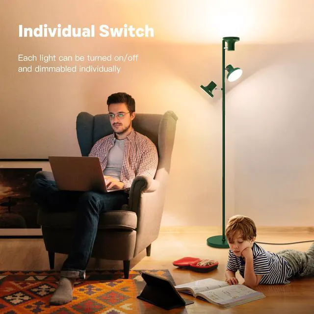Alt view image 3 of 7 - 36W LED Tree Floor Lamp, Modern Dimmable Standing Lamp with Remote & Touch Control, 4 Color Temperatures, 3 Rotatable LED Light Floor Lamps for Living Room, Bedroom, Office