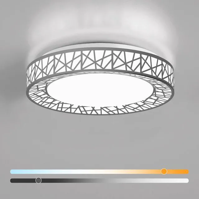 Main image of 14 Inch Bird's Nest Flush Mount Ceiling Light, 24W, 5CCT 2700K-6500K Selectable, Modern LED Ceiling Light Fixture, Dimmable, for Bedroom, Kitchen, Closet, Brushed Nickel, ETL Listed