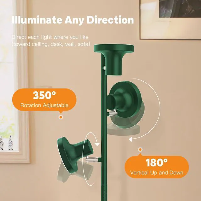 Alt view image 5 of 7 - 36W LED Tree Floor Lamp, Modern Dimmable Standing Lamp with Remote & Touch Control, 4 Color Temperatures, 3 Rotatable LED Light Floor Lamps for Living Room, Bedroom, Office