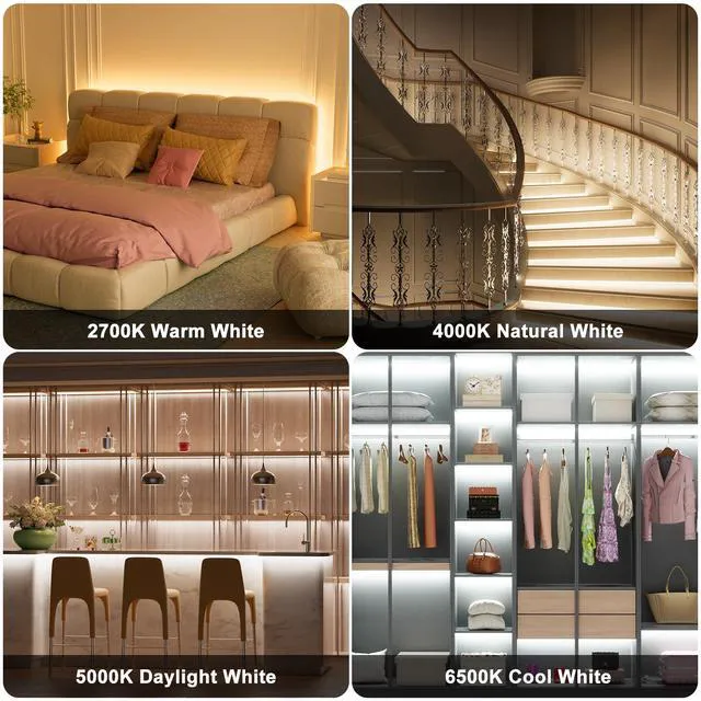 Alt view image 6 of 7 - COB LED Strip Light White CCT Tunable 32.8ft/10m,UL-Listed 6400LEDs Dimmable 2700K-6500K CRI90+ 24V LED Tape Light Kit with APP Control/Music Mode,for Under Cabinet Bedroom Kitchen DIY Lighting