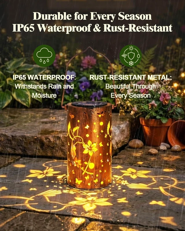 Alt view image 5 of 7 - Birthday Gifts for Women, Solar Lanterns, Hummingbirds, 4 Pack Solar Lanterns Outdoor Waterproof, Metal Hanging Lights, IP65 Waterproof, LED Decorative Lantern, Garden Decor, Gifts for Mom
