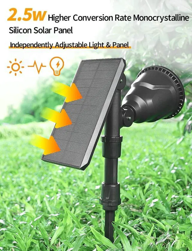 Alt view image 6 of 7 - Solar Spot Lights Outdoor, 9 Color Modes, 18 LED Spotlight, 600LM Landscape Lights, Solar Powered for Garden, Yard, Driveway, Tree, Christmas, Halloween Decor (4 Pack)