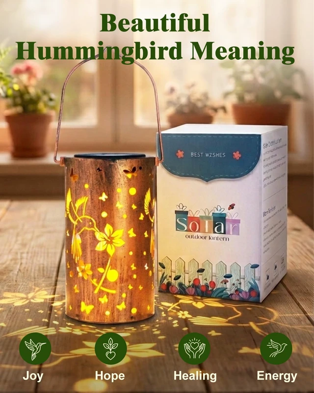 Alt view image 7 of 7 - Birthday Gifts for Women, Solar Lanterns, Hummingbirds, 4 Pack Solar Lanterns Outdoor Waterproof, Metal Hanging Lights, IP65 Waterproof, LED Decorative Lantern, Garden Decor, Gifts for Mom