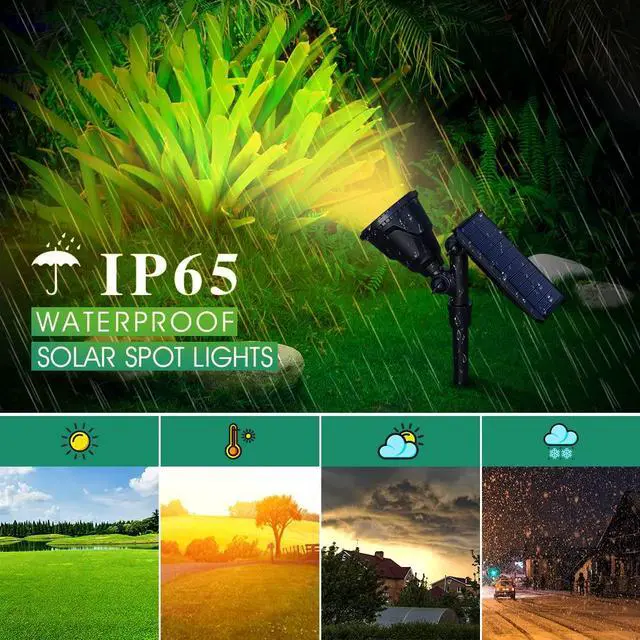 Alt view image 5 of 7 - Solar Spotlights, 18 LED Solar Lights Outdoor Waterproof, 2 Mode Soft Warm White Landscape Lighting Auto On/Off Spot Lights for Flag Pole Garden Yard Tree Driveway Pool, 4 Pack