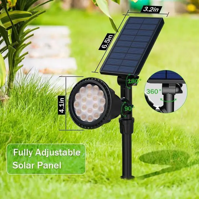 Alt view image 6 of 7 - Solar Spotlights, 18 LED Solar Lights Outdoor Waterproof, 2 Mode Soft Warm White Landscape Lighting Auto On/Off Spot Lights for Flag Pole Garden Yard Tree Driveway Pool, 4 Pack