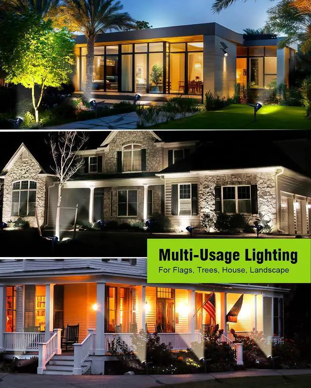 Alt view image 6 of 7 - Solar Spot Lights Outdoor Waterproof, 18 LED 2 Mode Brightness Solar Spotlights Dusk to Dawn Landscape Lighting Flag Pole Lights for Garden Yard Tree Pool Sign Pathway, 4pack(Cool White)