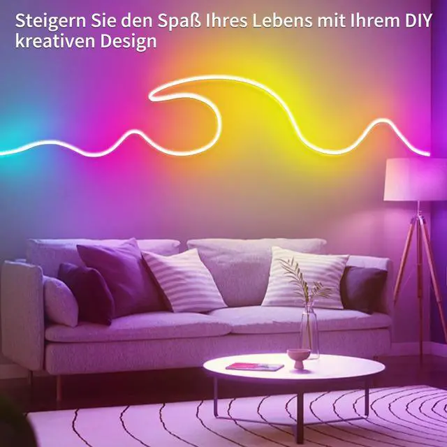 Alt view image 4 of 7 - 132FT Neon LED Rope Lights IP65 Waterproof LED Lights for Bedroom Flexible LED Light Strip with Remote/APP Control RGB Lighting Strip for Indoors Outdoors Bedroom Room Home Décor