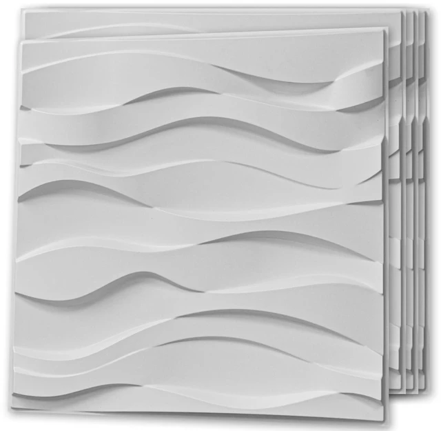 Main image of Decorative 3D Wall Panel, 32 Sq.FT PVC Interior Wall Decor for Living Room, Bedroom, Lobby, Office, Shopping Mall, White