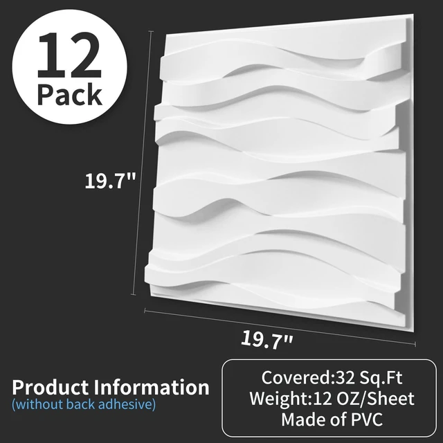 Alt view image 3 of 7 - Decorative 3D Wall Panel, 32 Sq.FT PVC Interior Wall Decor for Living Room, Bedroom, Lobby, Office, Shopping Mall, White