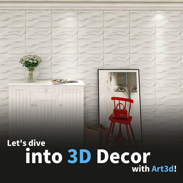 Alt view image 7 of 7 - Decorative 3D Wall Panel, 32 Sq.FT PVC Interior Wall Decor for Living Room, Bedroom, Lobby, Office, Shopping Mall, White
