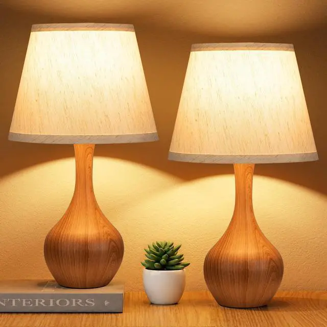 Main image of 16.1" Touch Table Lamp for Nightstand, Dimmable Small Bedroom Lamp Set of 2 Touch Control, Set of 2, Bulb Included, Wood-paint Bedside Lamps for Desk, Night Stands, Living Room, End Table, Corded