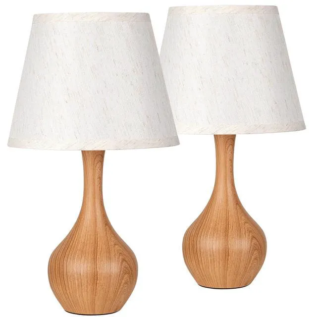 Alt view image 7 of 7 - 16.1" Touch Table Lamp for Nightstand, Dimmable Small Bedroom Lamp Set of 2 Touch Control, Set of 2, Bulb Included, Wood-paint Bedside Lamps for Desk, Night Stands, Living Room, End Table, Corded