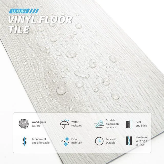 Alt view image 5 of 7 - Wood Texture Peel and Stick Vinyl Floor Planks, 36-Pack, White Ash Cover 54 sq.ft, Waterproof, Self-Adhesive, Scratch Resistant, Premium Vinyl, Ideal for Bedroom, Living Room, Kitchen, RV