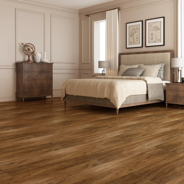 Alt view image 2 of 7 - Wood Texture Peel and Stick Vinyl Floor Planks, 36-Pack, Rosewood Cover 54 sq.ft, Waterproof, Self-Adhesive, Scratch Resistant, Premium Vinyl, Ideal for Bedroom, Living Room, Kitchen, RV