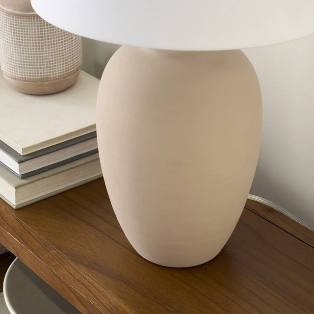 Alt view image 4 of 7 - Home 23" Light Pink Ceramic Jar Table Lamp for Bedroom, Living Room, Dining Office, with White Shade (Pack of 1)