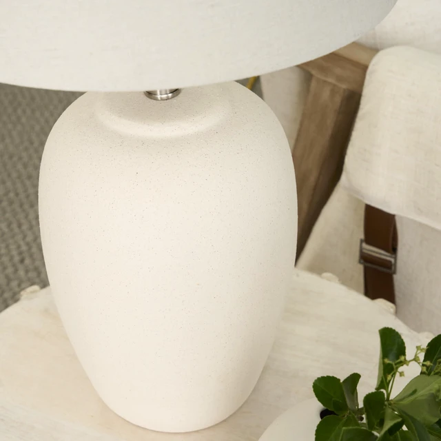 Alt view image 4 of 6 - Home 23" Natural White Ceramic Jar Table Lamp for Bedroom, Living Room, Dining Office, with Off-White Shade
