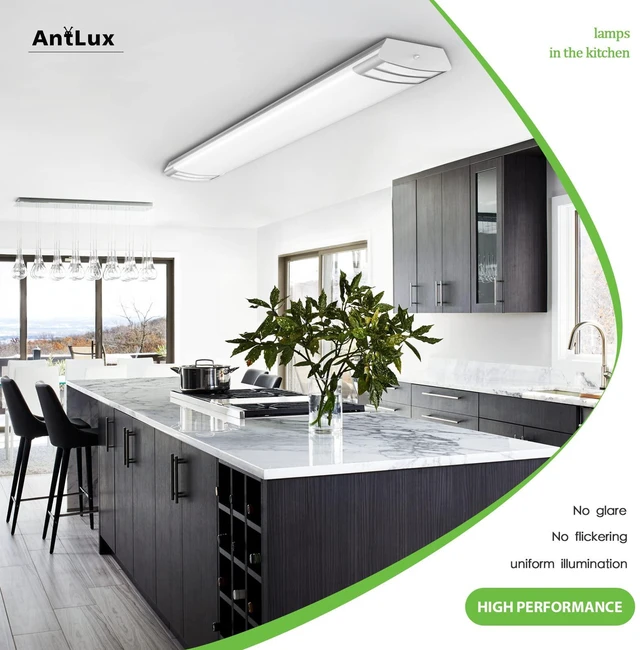 Alt view image 2 of 7 - 4ft led Light Fixture 50W 5600lm LED Linear Flush Mount Light, 4000K, 4 Foot led Kitchen Ceiling Light fixtures for Living Room, Laundry, Replace for Fluorescent Version