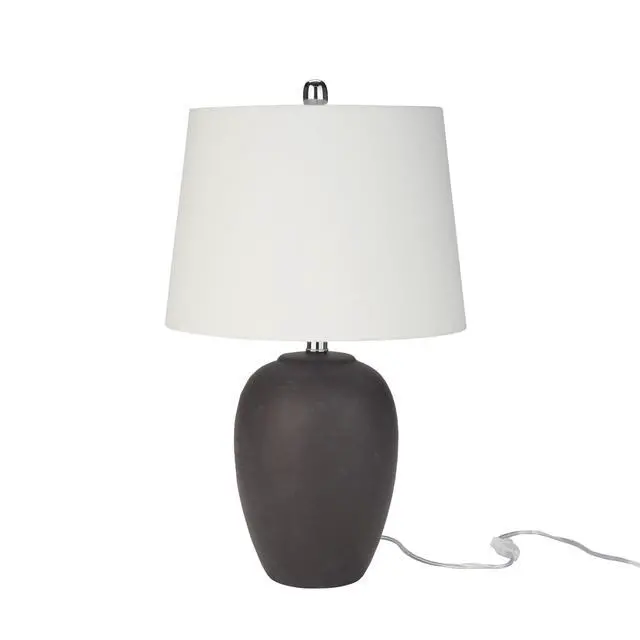 Alt view image 2 of 7 - Home 23" Dark Purple Distressed Ceramic Pot Table Lamp for Bedroom, Living Room, Dining, Office, with White Shade