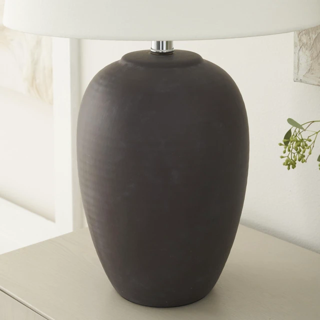 Alt view image 5 of 7 - Home 23" Dark Purple Distressed Ceramic Pot Table Lamp for Bedroom, Living Room, Dining, Office, with White Shade