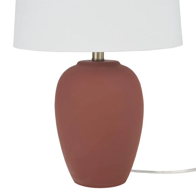 Alt view image 5 of 6 - Home 23" Rust Orange Ceramic Pot Table Lamp for Bedroom, Living Room, Dining Office, with White Tapered Drum Shade