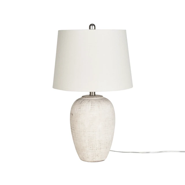 Alt view image 3 of 7 - Home 23" Distressed Cream/Beige Rustic Ceramic Jar Table Lamp for Bedroom, Living Room, Dining Office, with Ivory Shade