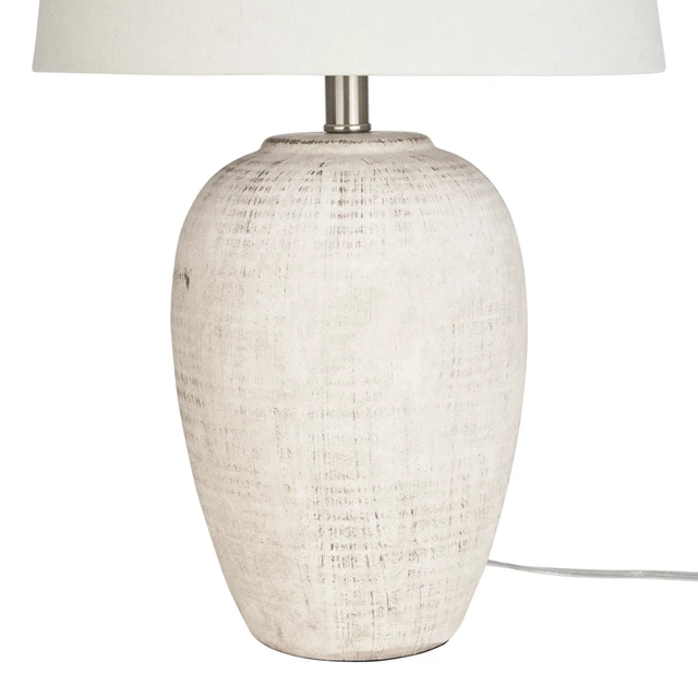 Alt view image 5 of 7 - Home 23" Distressed Cream/Beige Rustic Ceramic Jar Table Lamp for Bedroom, Living Room, Dining Office, with Ivory Shade