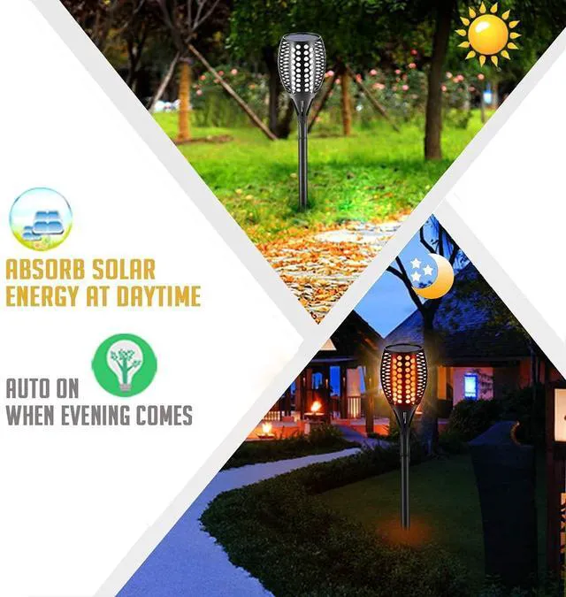 Alt view image 4 of 6 - Upgraded Larger Solar Torch Lights, Waterproof Outdoor Dancing Flames Lights, Flickering Flames Garden Lights, Landscape Decoration Pathway Patio Lights 43" 96 LED (6)