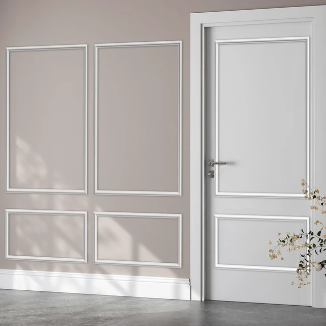 Alt view image 4 of 6 - 3set Peel and Stick Wall Molding Kit 3D Premade, 39x63in Accent Wall Moulding Kit, Wainscoting Panel, for Interior Decor, Ready to Assemble, Peel and Stick, Wainscoting Accent Panel